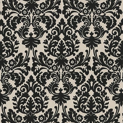 Pillow Perfect Damask Indoor/Outdoor Accent Throw Pillow, Plush Fill, Weather, and Fade Resistant, Lumbar - 11.5\" x 18.5\" , Black/Ivory Essence, 2 Count - Thumbnail 2