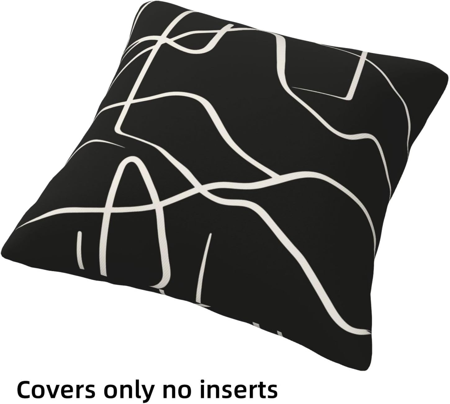 Abstract Throw Pillow Covers 20x20 inch Set of 4 Black and Beige Pillow Cases Striped Bohemian Cushion Covers for Sofa Couch Bed