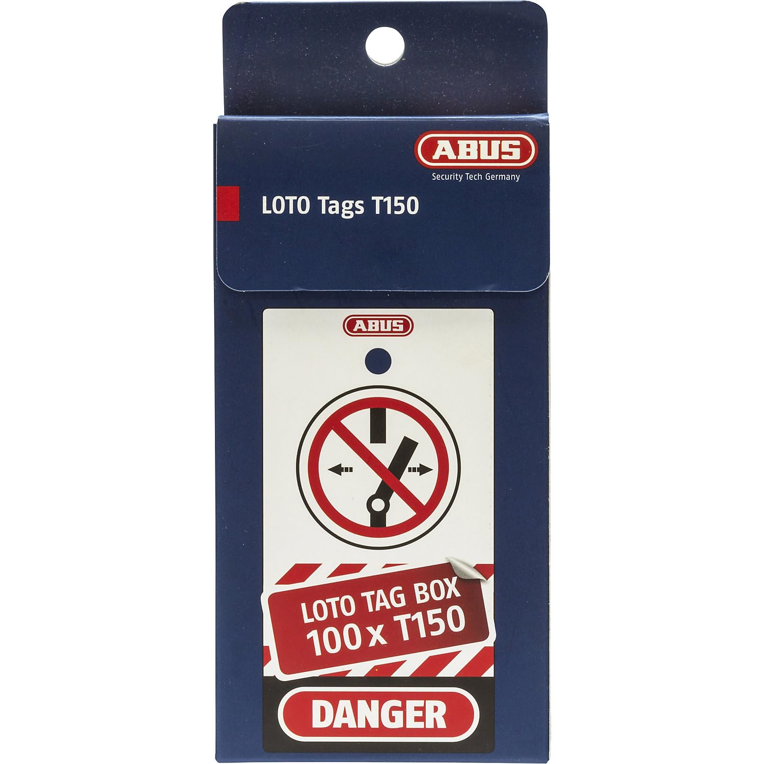 ABUS | Warnanhänger LOTO T100 | groß | im Dispenser à 100 Stk | Rot