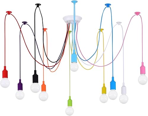 Ymlii Candelabro colorido para niños, lámpara de araña de techo, lámpara colgante ajustable para niños y niñas, dormitorio, sala de juegos, aula, Ymlii Candelabro colorido para niños, lámpara de araña de techo, lámpara colgante ajustable para niños y niñas, dormitorio, sala de juegos, aula,