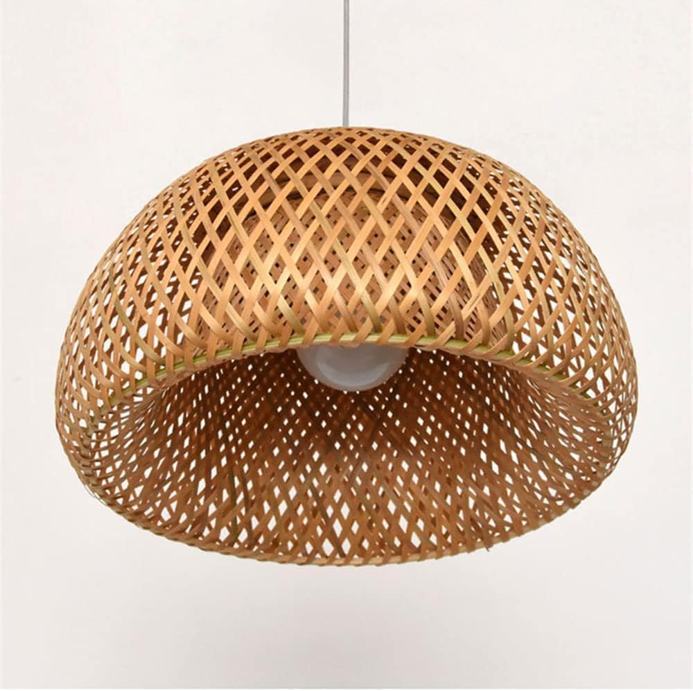 Lampadario a cesto di bambù a forma nido d'uccello Paralume Gabbia intrecciata in vimini Illuminazione a sospensione naturale Compatibile con la lampada da cucina in rattan,Lusso