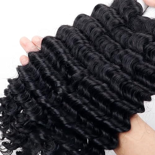 Miniatura 4 de Cabello humano trenzado de onda profunda para trenzar, sin trama, 100% sin procesar, extensiones de cabello humano virgen brasileño para trenzas