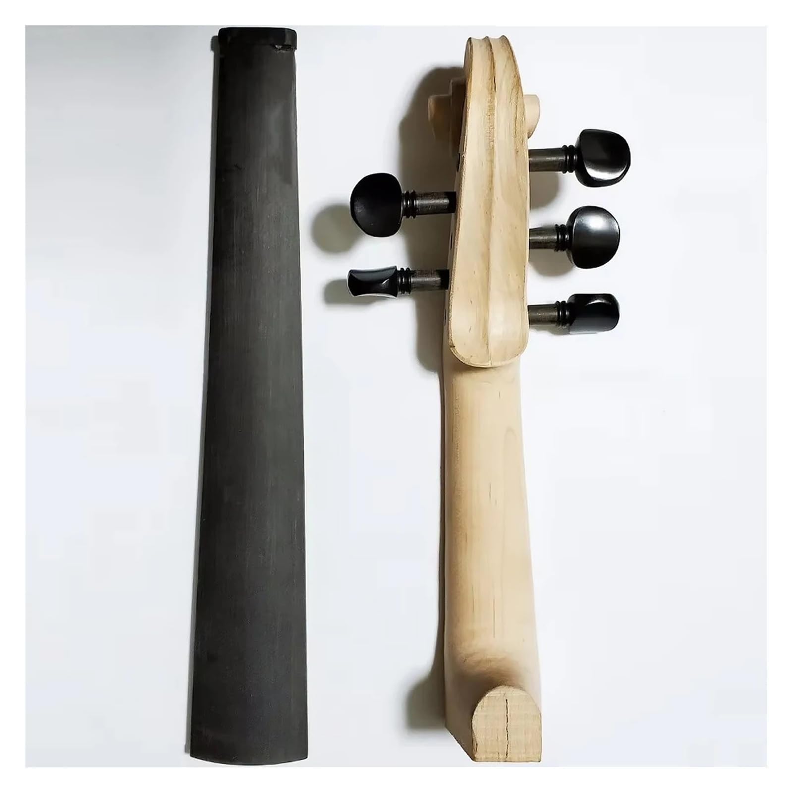 5 cuerdas 4/4 cabeza de cuello de violín blanco + diapasón de ébano + tuerca + clavijas de violín, accesorios de piezas