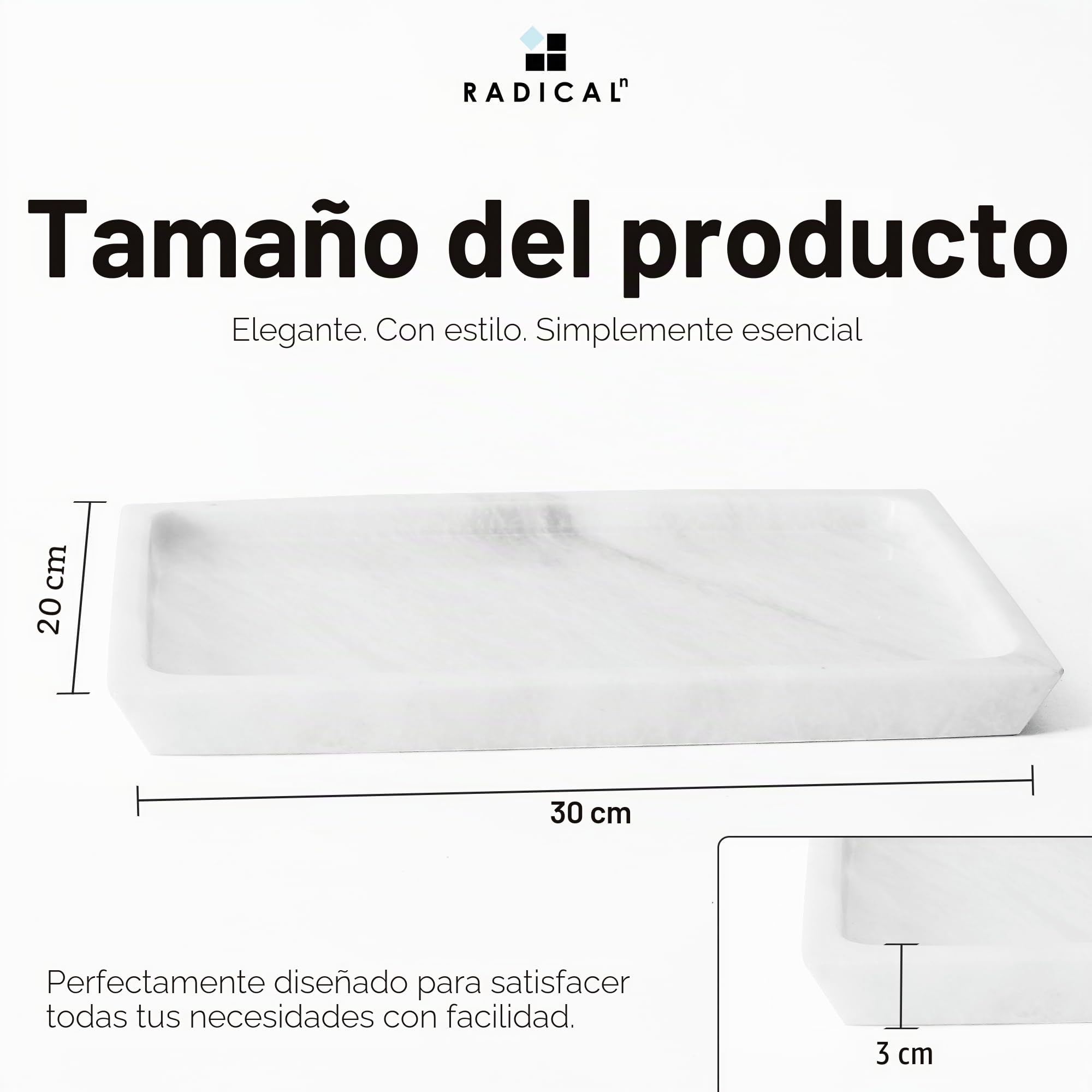 Radicaln Bandeja de mármol blanca de 12 pulgadas, hecha a mano, para encimera de cocina, bandeja de tocador de almacenamiento de maquillaje, bandeja de baño
