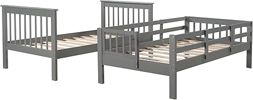 Miniatura 155 de Merax Litera de escalera individual sobre matrimonial con nido, escalera de almacenamiento y barandilla de longitud completa, litera de