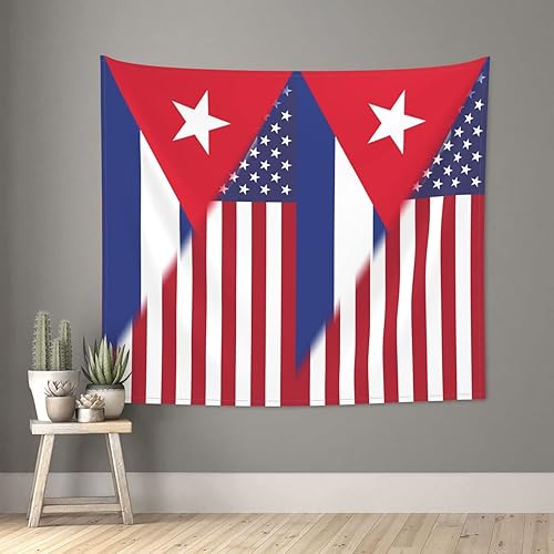 Miniatura 2 de CUTEDWARF Tapiz de bandera estadounidense y bandera de Cuba, para colgar en la pared, para interiores, para colgar en la pared, pósteres para