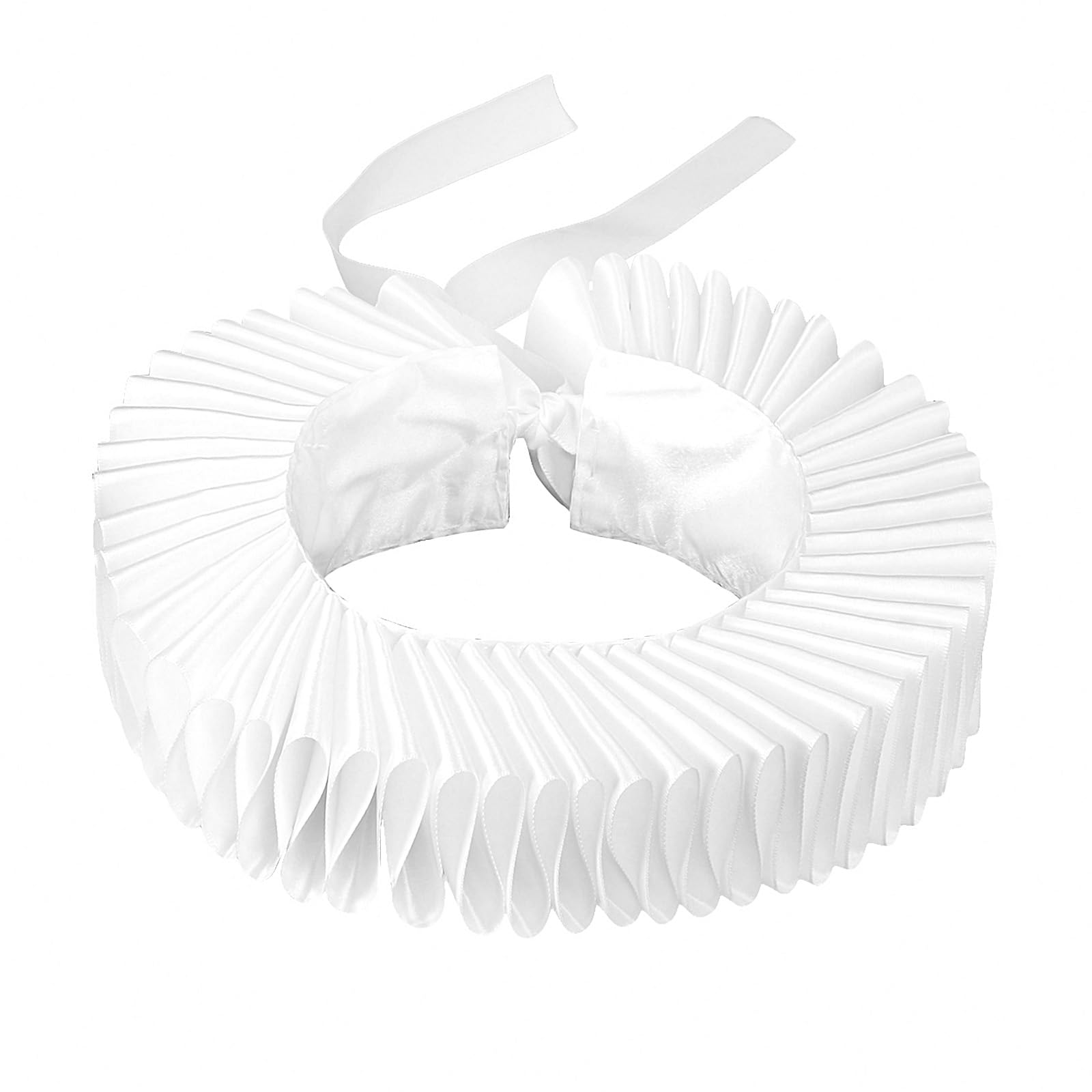 JIAHG Vintage Ruff Collar Ruff Tudor Neck Ruffle Renaissance Detachable Ruff Collar Cosplay Costume Accessory for Halloween Fancy Dress Stage Performance (White)