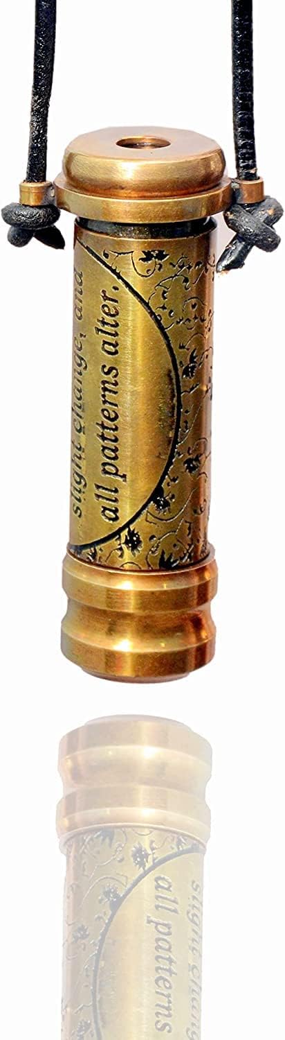 Antique Brass Kaleidoscope Pendent - Easy to Carry, Handmade for Kids, Friends, Family & Children