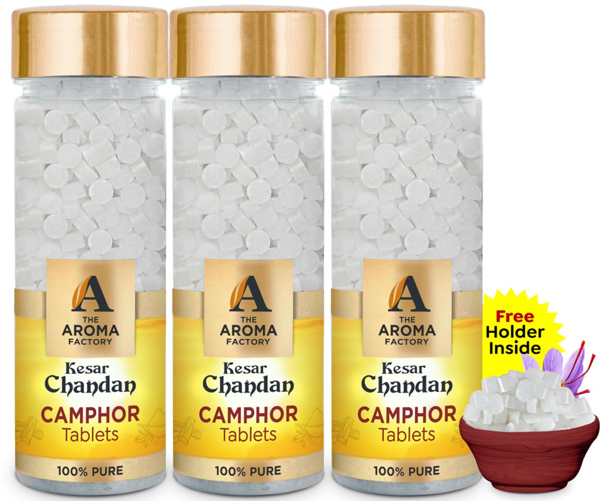 The Aroma Factory Pure Camphor Tablets, Kesar Chandan, Zero Residue Kapoor with Fragrance for Pooja, Aarti Kapur | Bottle Pack of 3 x 80gm (B0CLYFB4WV) Amazon Price History, Amazon Price Tracker
