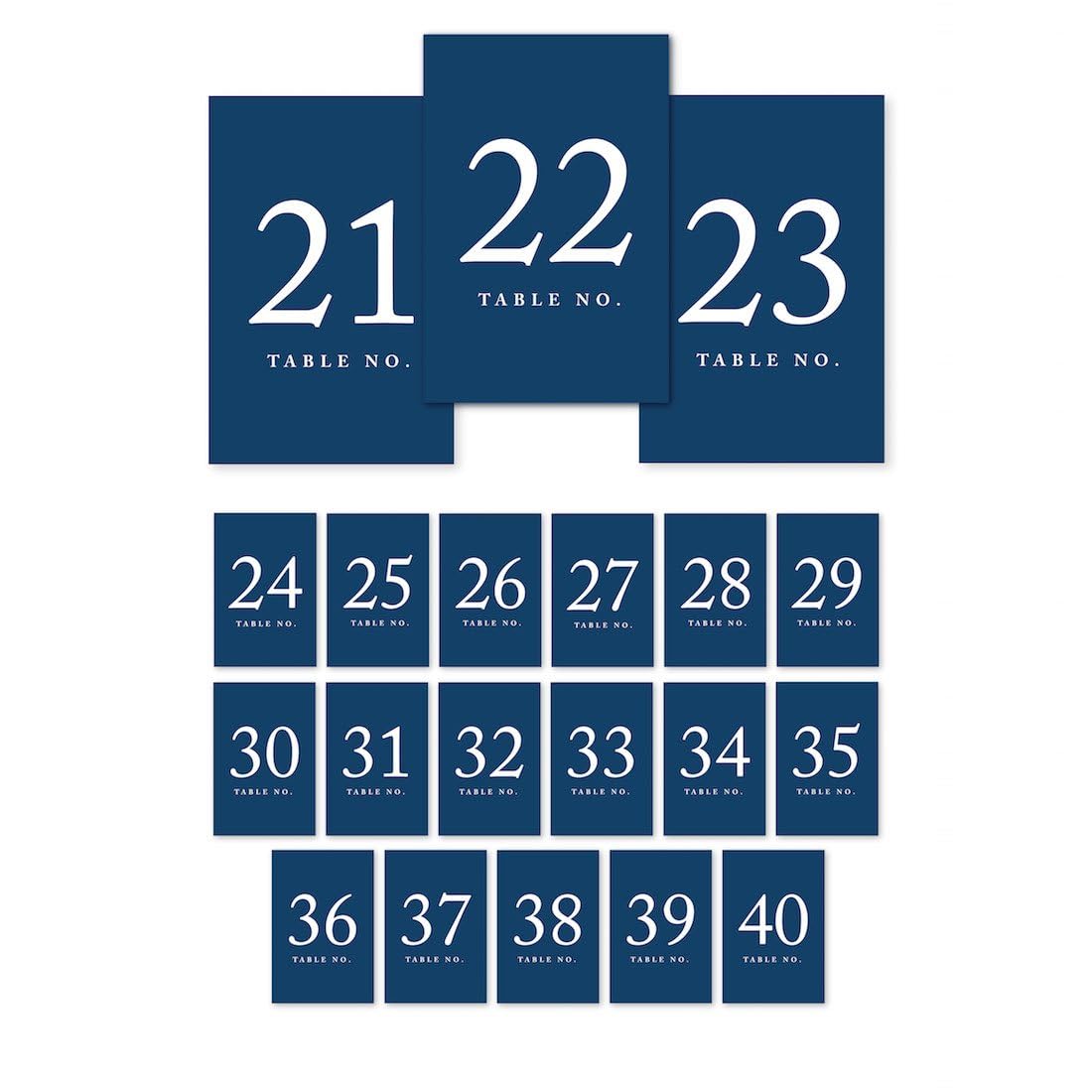 Andaz Press Table Numbers 21-40 on Perforated Paper, Navy Blue, 4x6-inch Single Sided Sign, 1-Set, For Weddings, Graduation