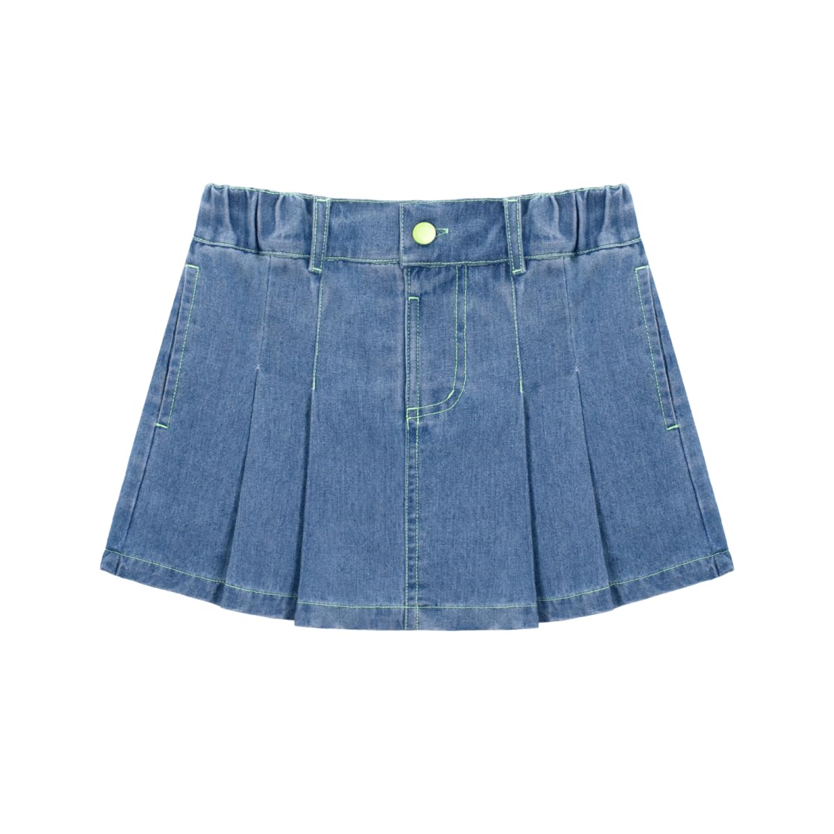 WELAKEN Jean Skirt for Girls Toddler & Kids II Girl's Elastic Waist A Line Mini Denim Skirts