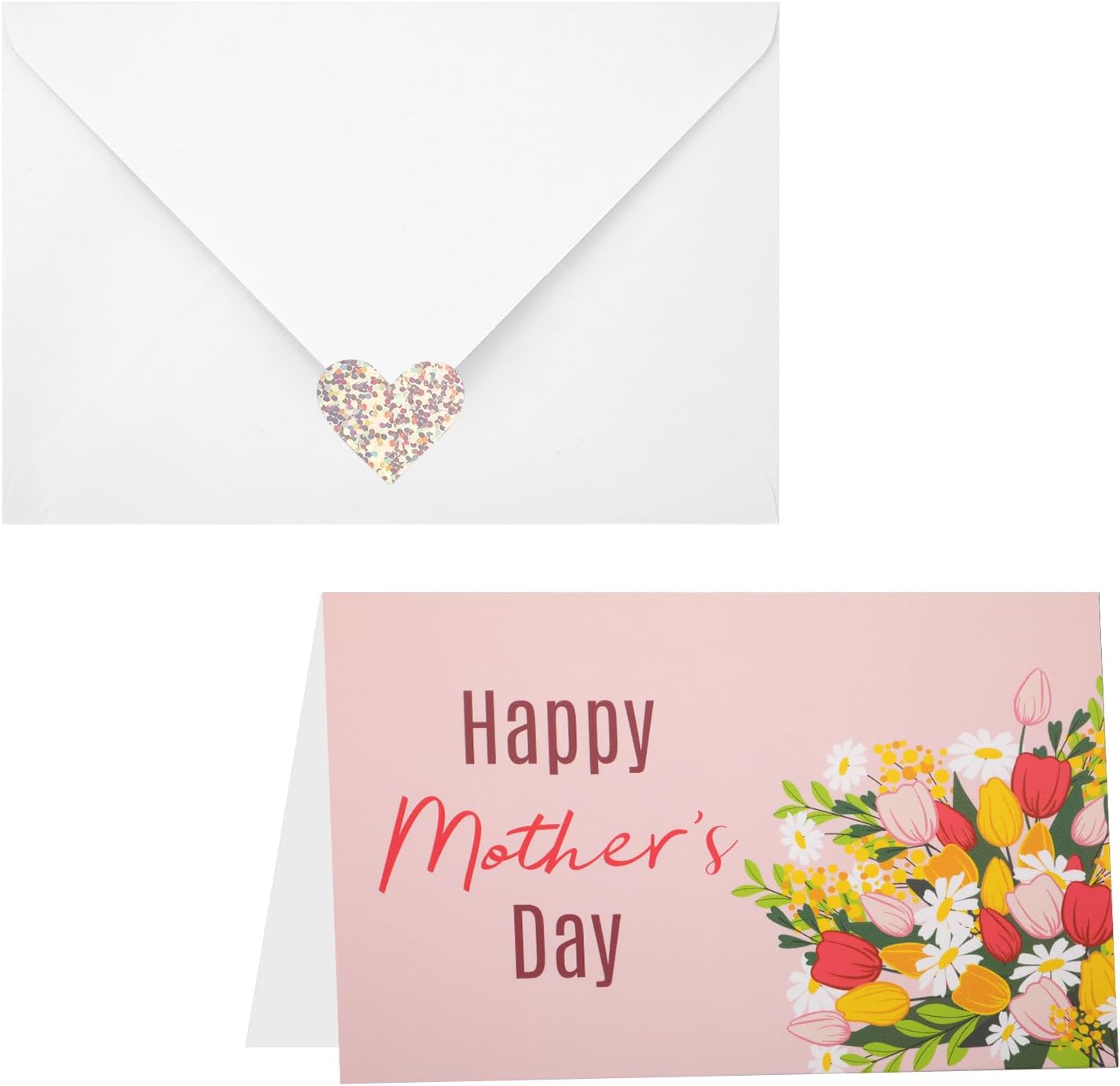 Happy Mothers Day Card, Best Mother Card With Envelopes & Heart Sticker Flower Pattern Greeting Card for Moms Mother's Day Gifts for Mum Birthday Grandma Wife(Style 5)