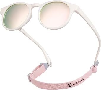 Polarized Baby Toddler Kids Sunglasses with Adjustable Strap | Flexible Round Frame, For Newborn Infant Kids Boy Girl Age 0-2 & 2-6 Years Old