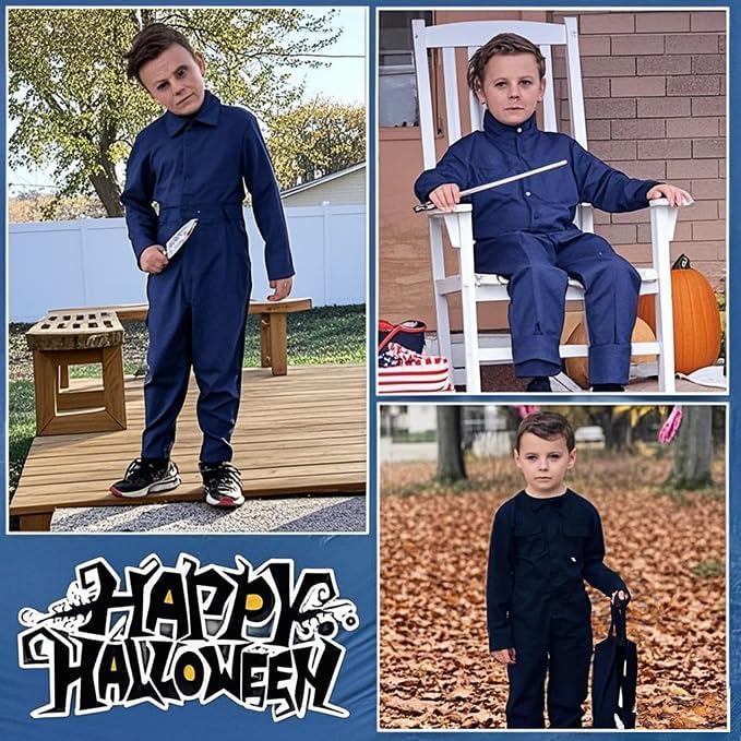 Miniatura 6 de Kuberas Kids Killer Costume for Boys Scary Kills Jumpsuit Coveralls Mask with Blood Toy Halloween Cosplay Outfits