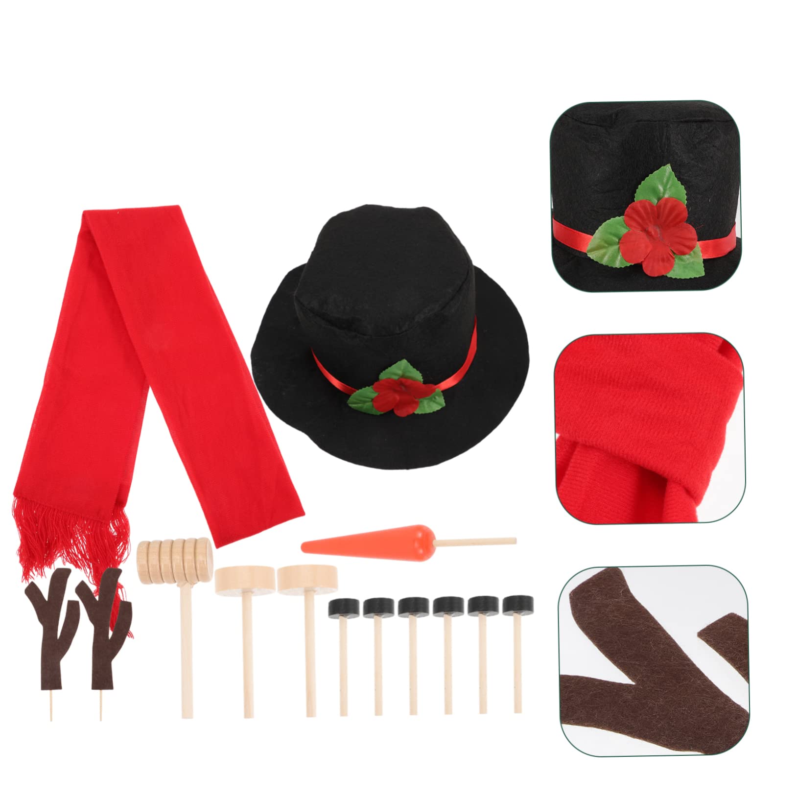 PRETYZOOM 3 Sätze Schneemann Verkleiden Sich Schneemann Requisiten Selber Machen Schneemann-zubehör Schneemann-knöpfe-Set Zum Basteln Schneemann-Kleidungsset Schneemann-Requisite Polyester