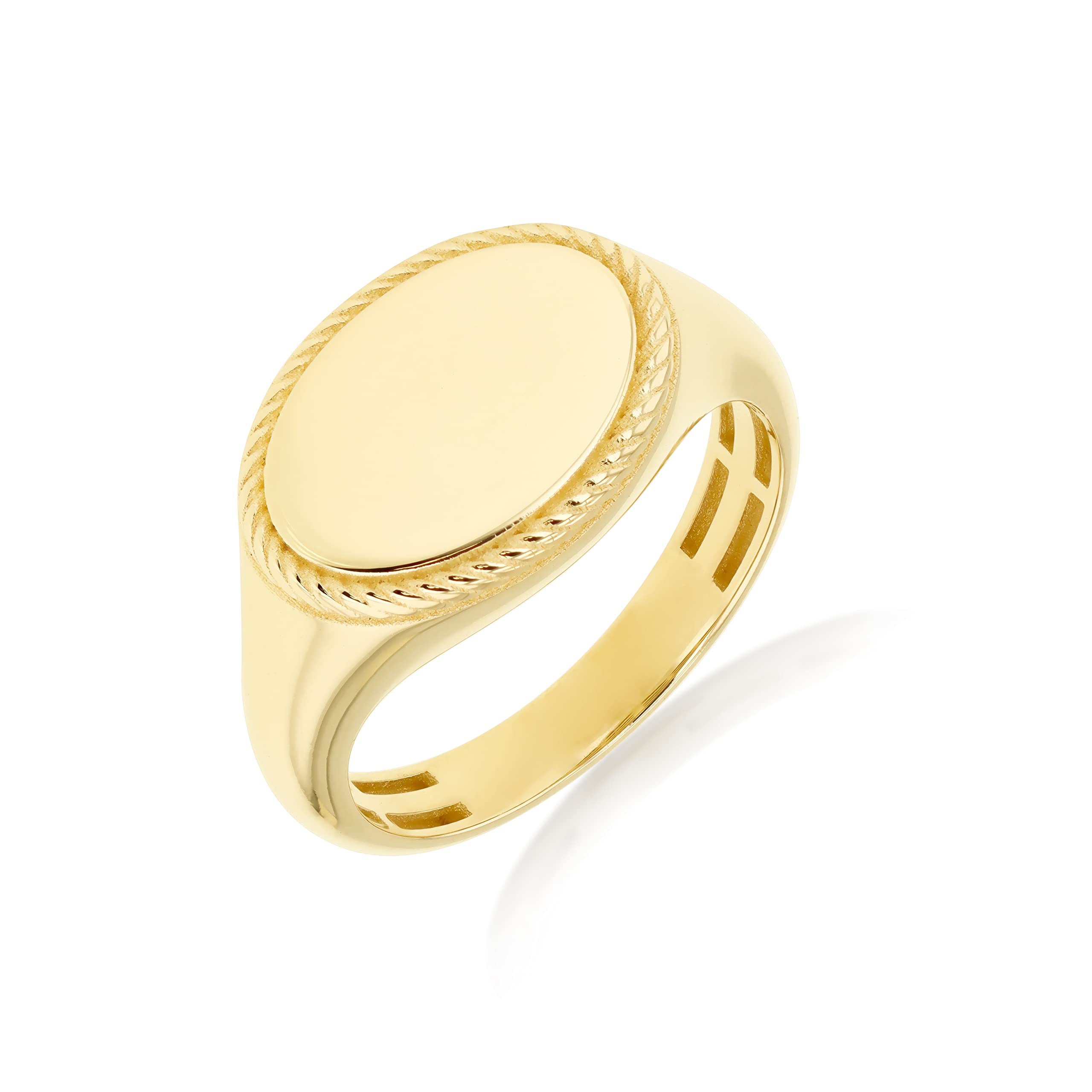 CARISSIMA Anello da Uomo/Donna in Oro Giallo 9ct con Cornice Ovale a Corda Ritorta #P