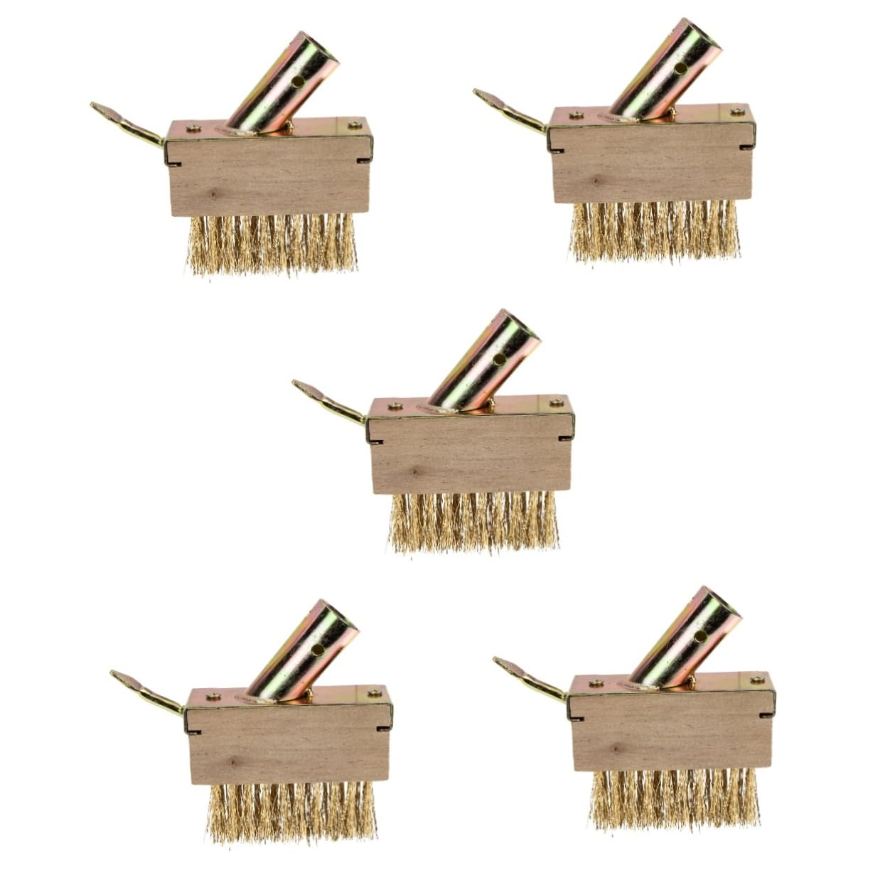 UPKOCH 5 Piezas cepillo de deshierbe cerda césped Eliminación exterior cable bloquear removedor de alambre de acero de jardinería cepillo para quitar musgo de madera Khaki