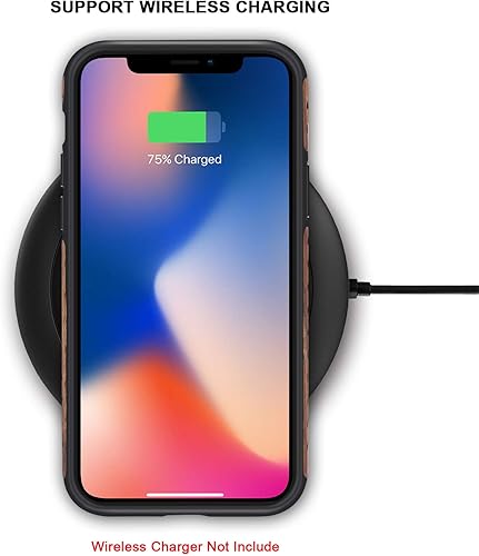 Miniatura 6 de TENDLIN Compatible con iPhone 14 Pro, diseño exterior de grano de madera, funda híbrida de TPU (sándalo rojo)