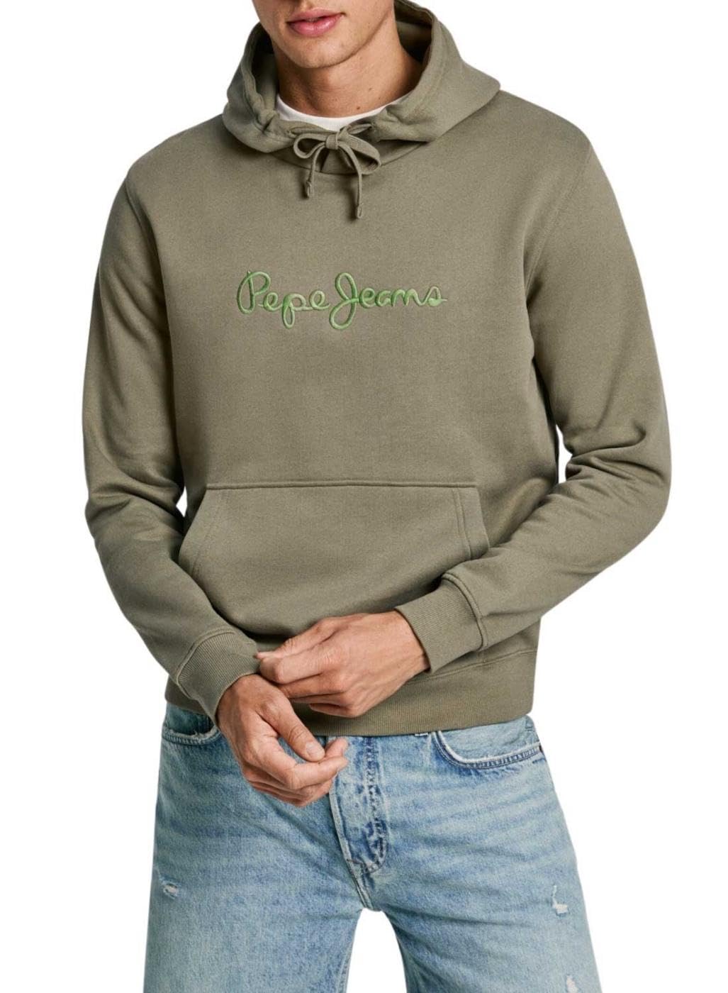 Pepe Jeans Men's Green Hoodies, M, Clothing