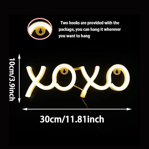 Miniatura 6 de ENUOLI XOXO - Letrero LED de neón, 11.8 x 3.9 pulgadas, funciona con pilas, USB y funciona con pilas, arte de pared para dormitorio, habitación de