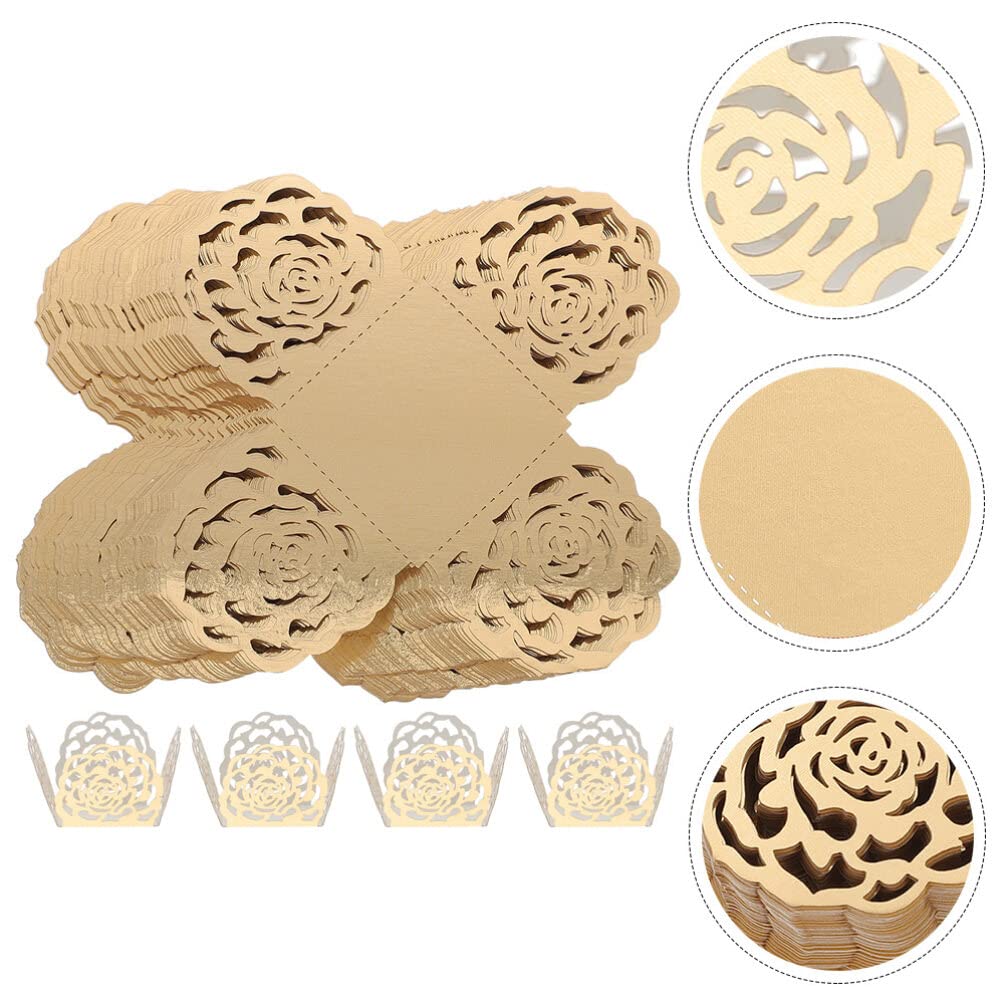 Alipis 50stücke Papier Schokoladenverpackung Durchbrochene Blumen Pralinenschalen Muffinförmchen für Hochzeiten Dessertpapiertablett Pralinenbecher Süßigkeitendekoration