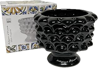 Half Pine Cone Vase Ceramic Flower Holder Ornament Colourful Gic (Black, 12 x 11 cm ART 862519)