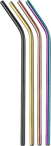 Miniatura 2 de Ello Impact - Pajitas reutilizables de acero inoxidable con cepillo de limpieza, 4 piezas, metálicos