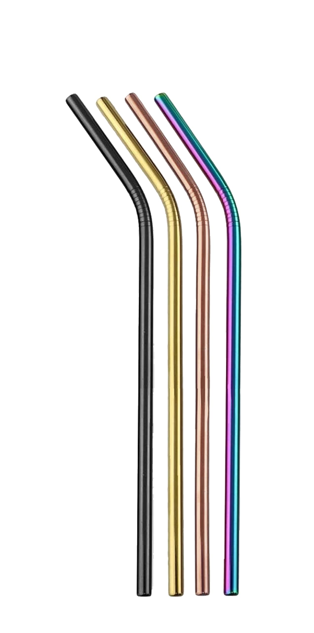 Ello Impact Edelstahl Wiederverwendbare Strohhalme mit Reinigungsbürste, 4 Stück, Metallics