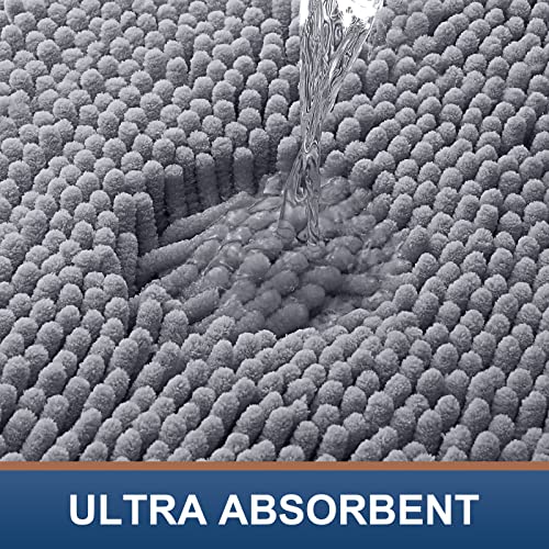 Smiry Chenille U-Shaped Toilet Bathroom Rugs, Soft Absorbent Non-Slip Contoured Rugs, Machine Washable Contour Bath Mats For Bathroom Toilet, 20" X 24", Grey #TOP3