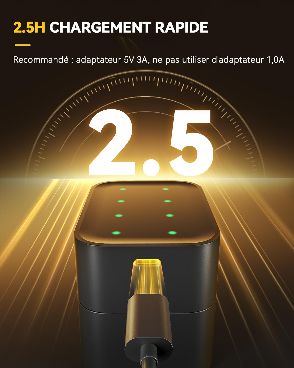 16 Piles AA Rechargeables au Lithium-ION avec Chargeur 4 Chargeur,1,5V 3600 mWh Haute Capacité Rechargeable AA Batterie, jusqu'à 2000+ Cycles