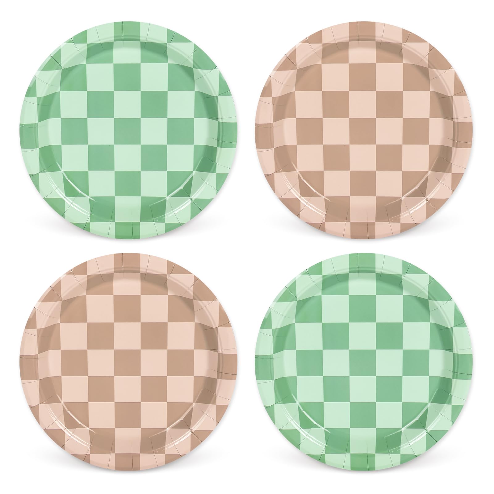 Assiettes jetables en carton vert sauge marron 23 cm lot de 24 pièces