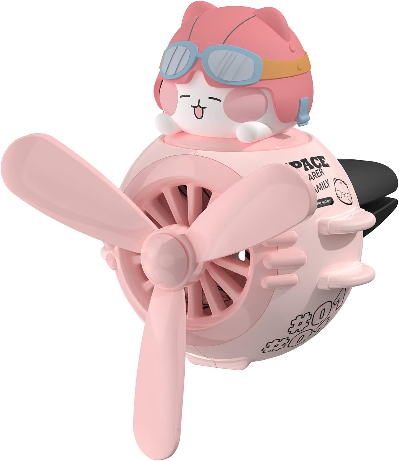 Car Air Fresheners Cute Pilot Cat Car Diffuser Rotating Propeller Cartoon Automotive Air Outlet Fan Creative Car Perfume Decoration Automotive Air Fresheners for Cars