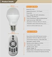 Vista 4 de Bombillas LED inteligentes E27 de 6 W regulables con control remoto inalámbrico de 3 zonas de 2.4 GHz, temperatura de color ajustable (cálido/frío)