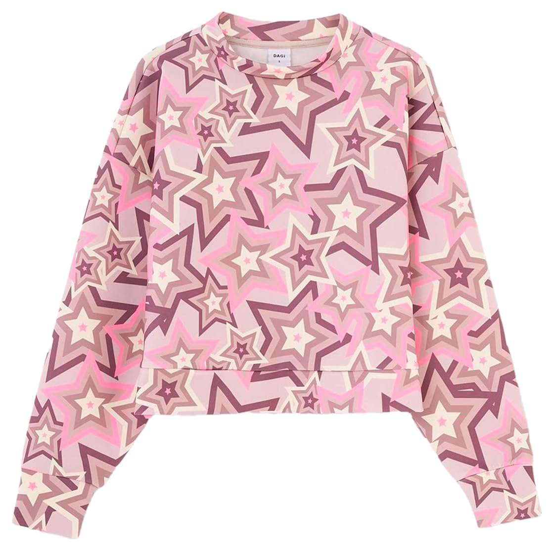 Kadın Dik Yaka Yıldız Baskılı Scuba Sweatshirt, Örme