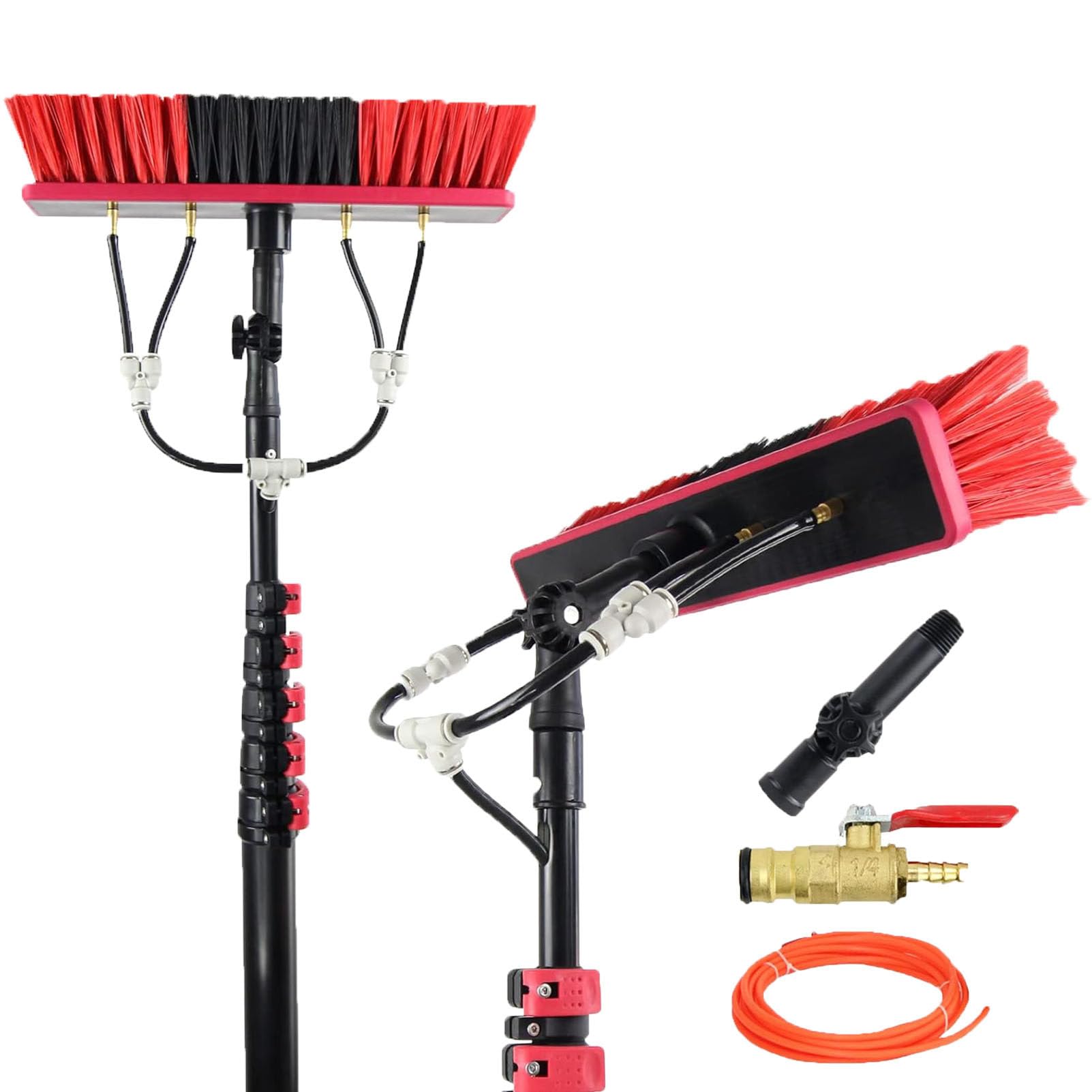 GTHTUHFD Telescopic Water Fed Brush Kit - Adjustable Solar Panel Cleaning Tool 35Cm-3.6M/12Ft For Windows Glass Roofs - Outdoor Window Washing Equipment,35cm-9m/29ft
