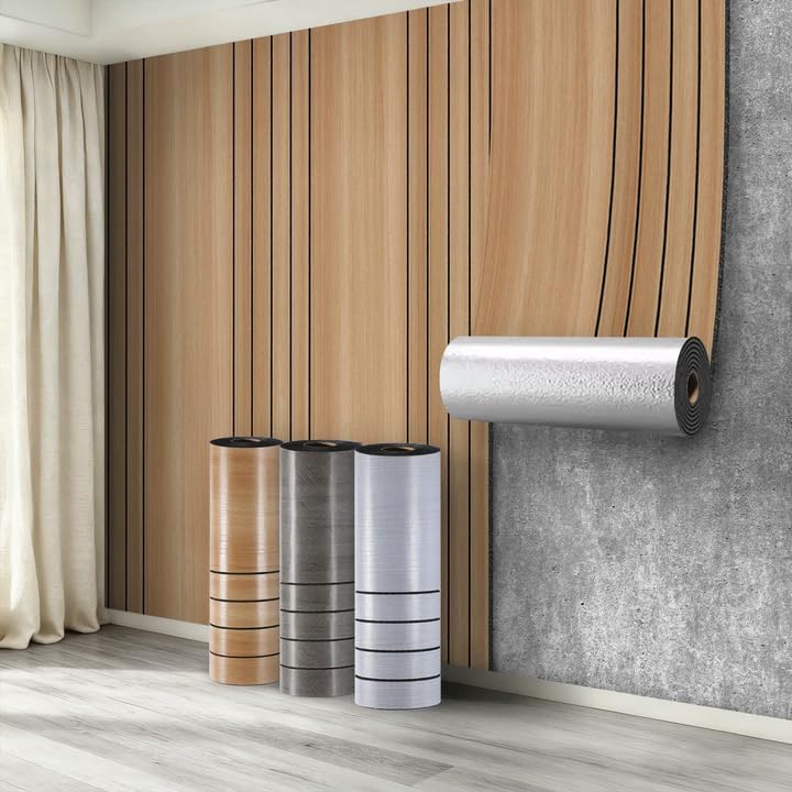 Swehooirt Self Adhesive Thermal Wallpaper 3mm Thick Brown Wood Effect Peel and Stick Wallpaper for Bad Cold Walls Insulating Wall Covering Roll Waterproof Damp Proof Kitchen Bathroom — image 1