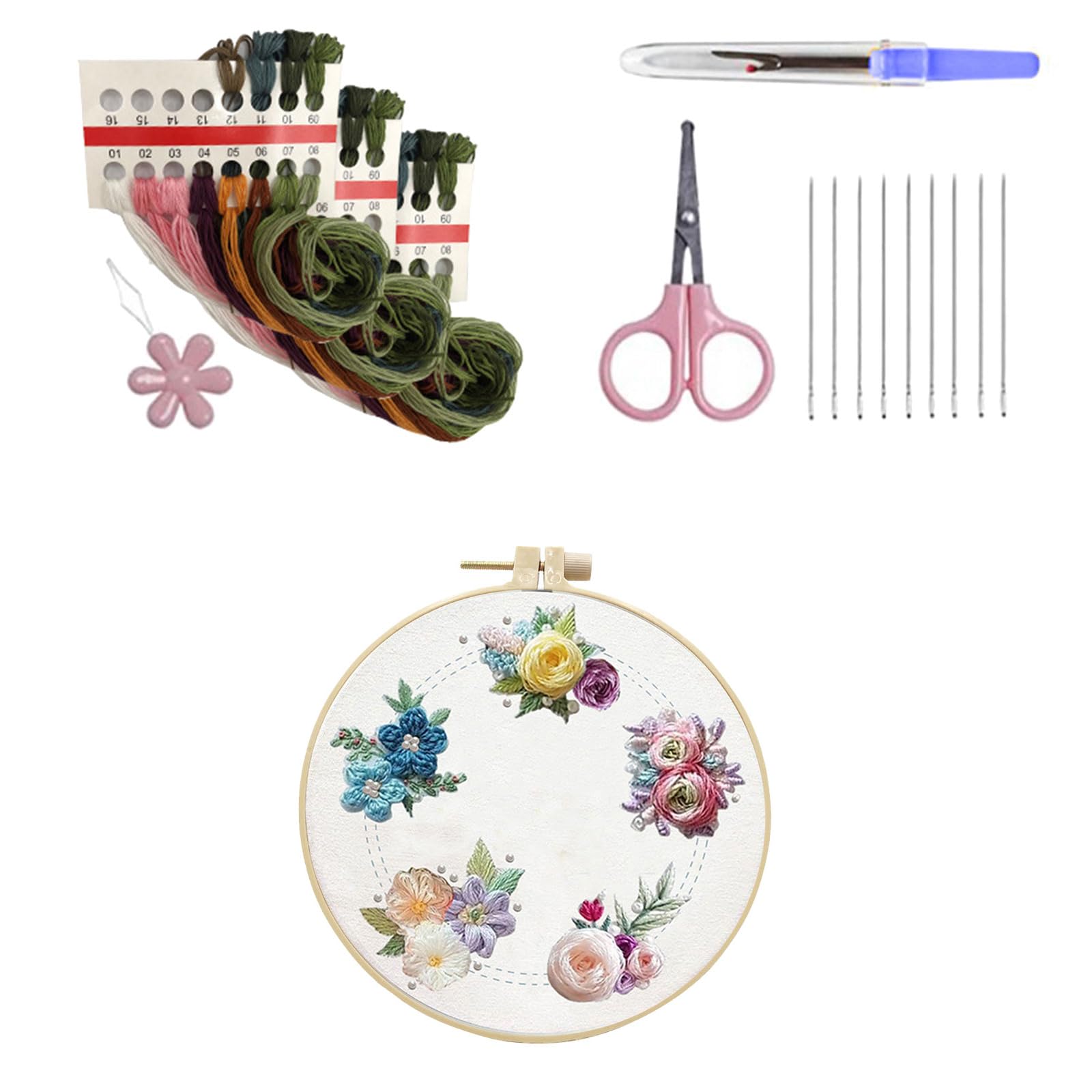 RAFGALDEX Embroidery Kits Funny Needlepoint Kits with Hoop Thread and Needle Embroidery Starter Crosses Stitching Flower Starter Crosses Stitching for Woman