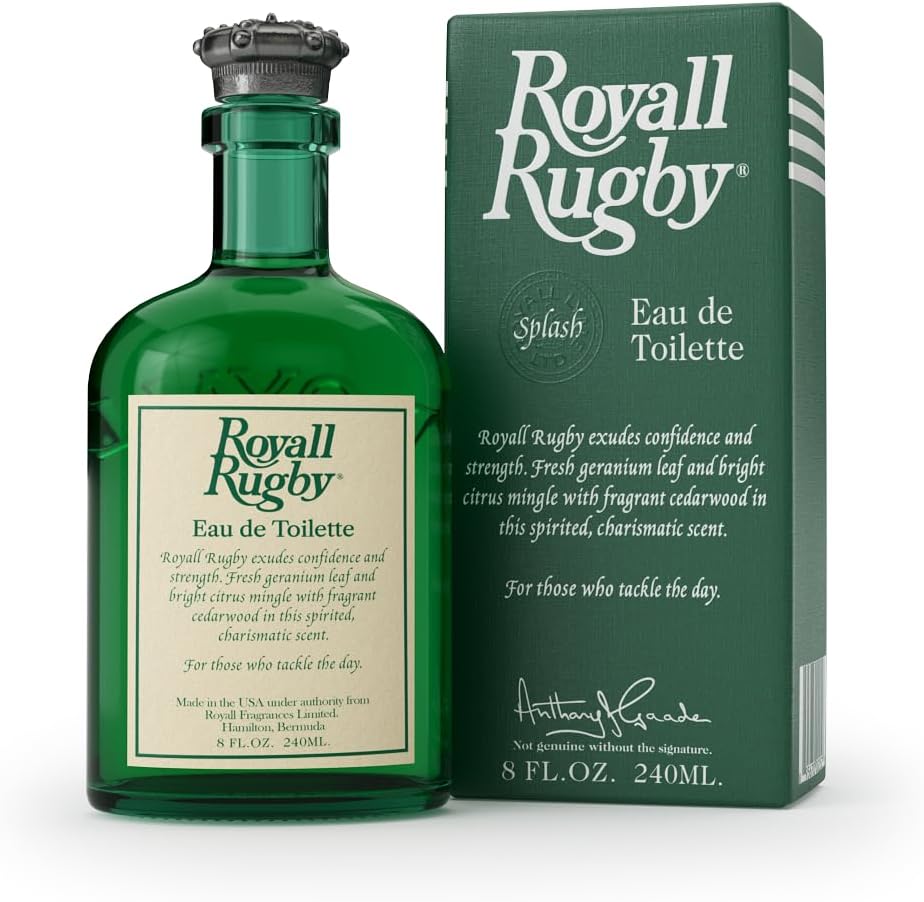 ROYALL RUGBY, Men's Eau de Toilette, Fresh Green & Citrus Fragrance – 8 Fl oz Splash