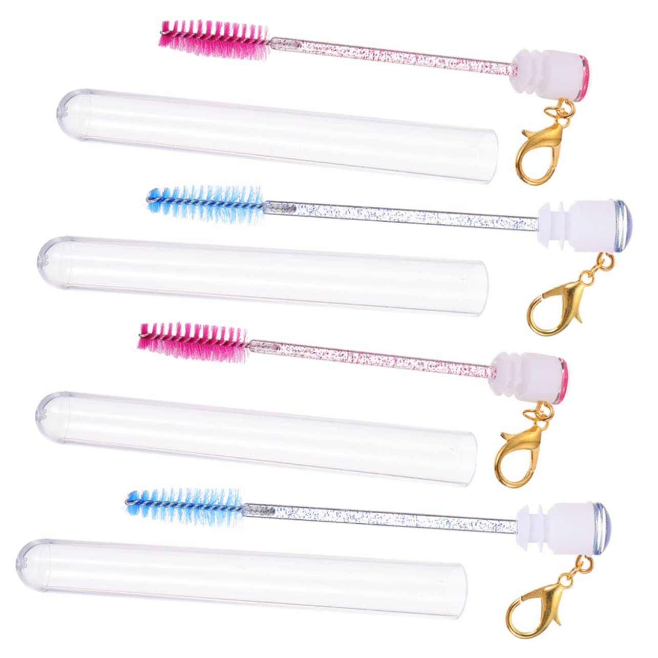 Vaguelly Eyelash Brush Keychain Mascara Wands Tube Empty Mascara Tubes Lash Wand for Extension Makeup Applicator Travel Size Bottle