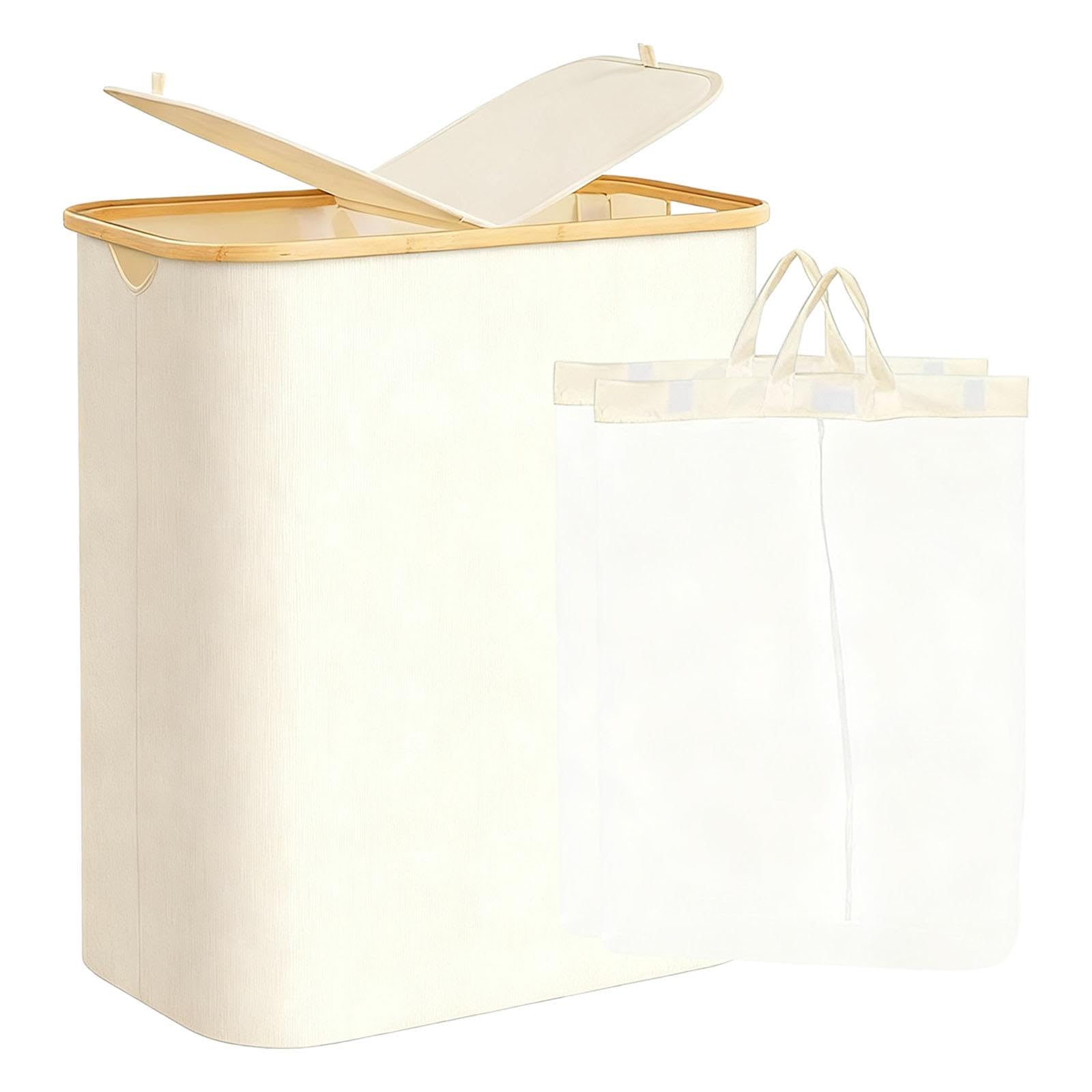 Large Laundry Basket Folding Laundry Hamper for College Laundry Room Nursery Beige-image-10
