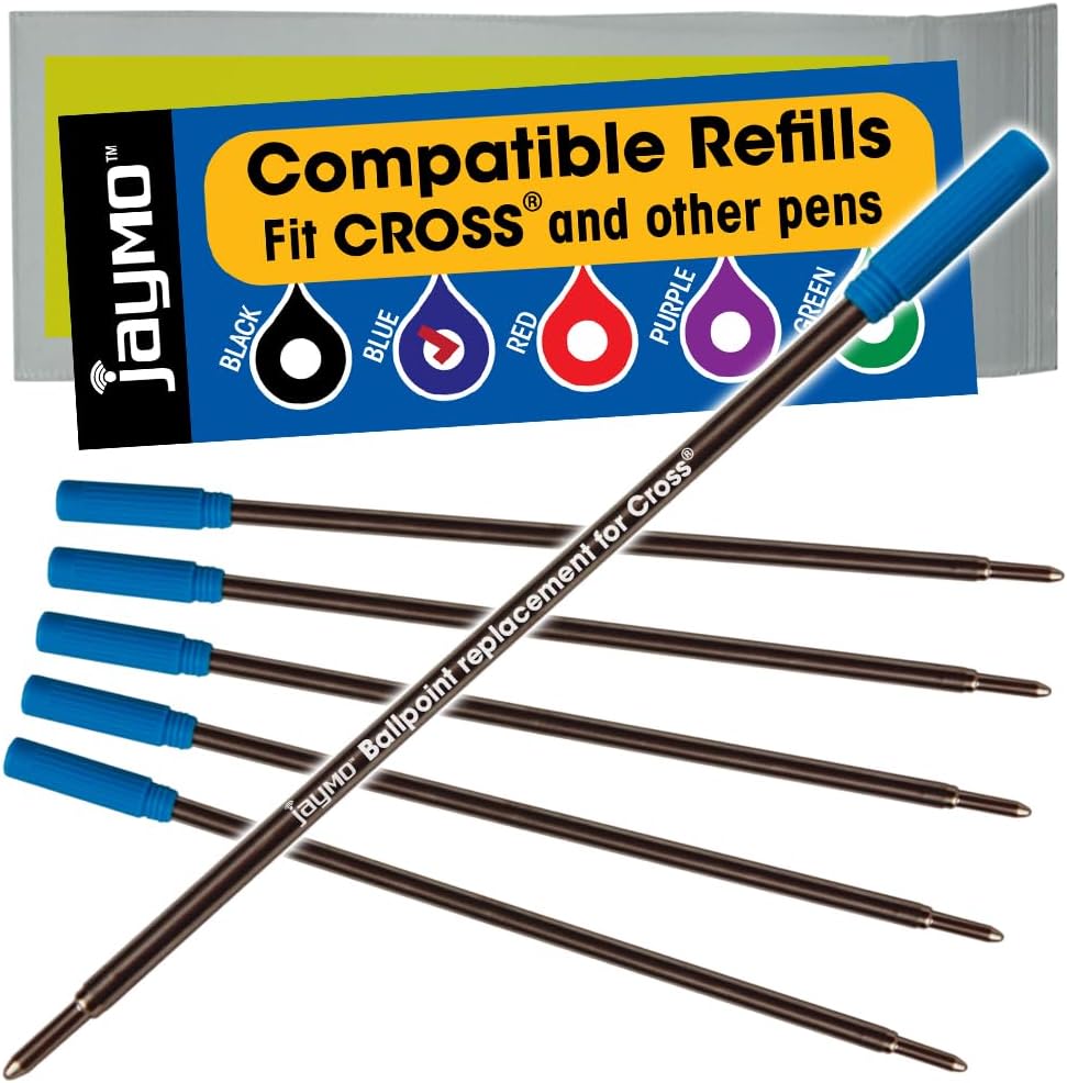 Replacement for Cross 8511 - Measures 4.563 in / 116 mm Long - Ballpoint Pen Refill - 6 Blue