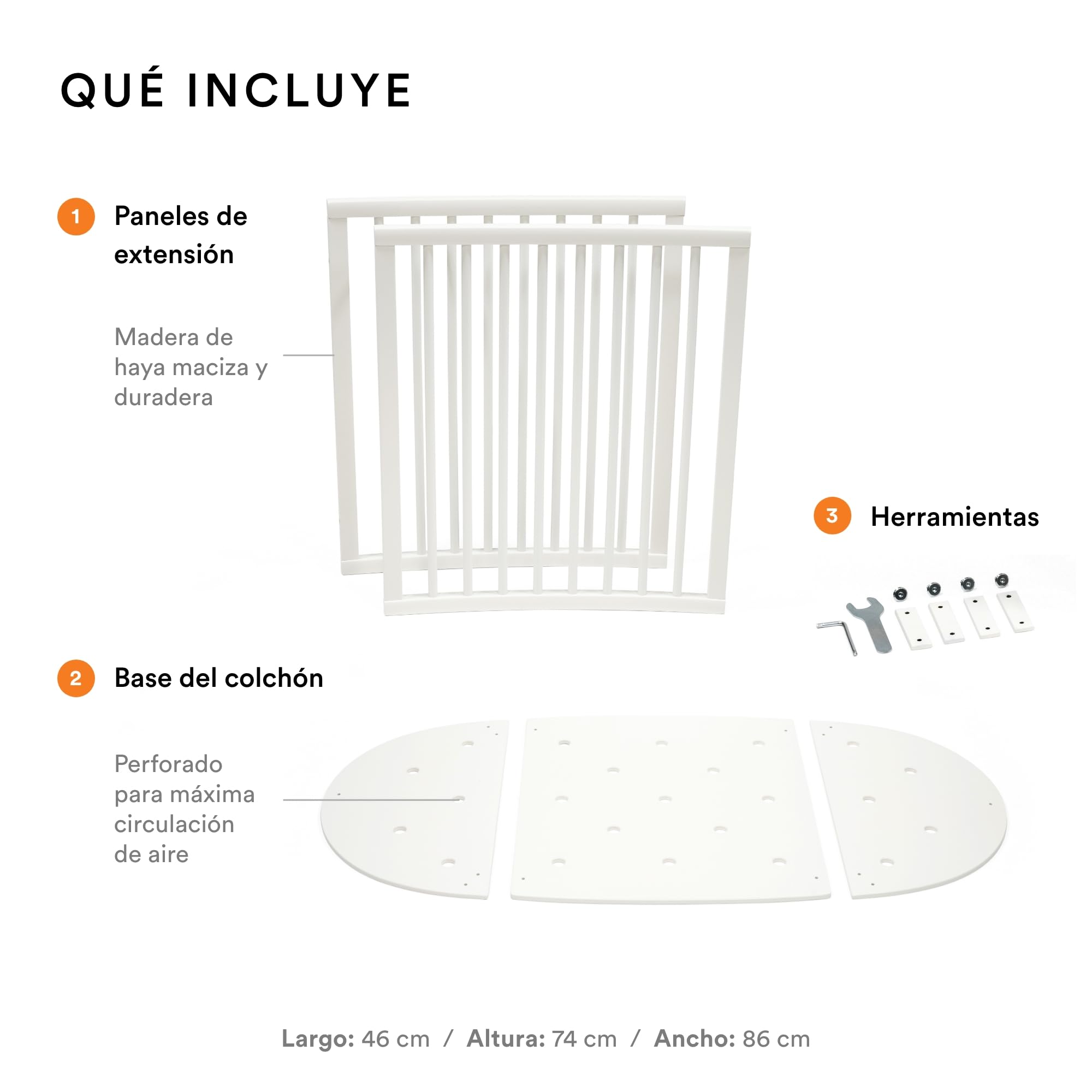 Extensión de cama para la Sleepi V3 de Stokke, Blanca - Convierte la Sleepi Mini en una Cama Sleepi - Extiende la cama hasta 141 cm - Para niños de hasta 5 años - El colchón se vende por separado