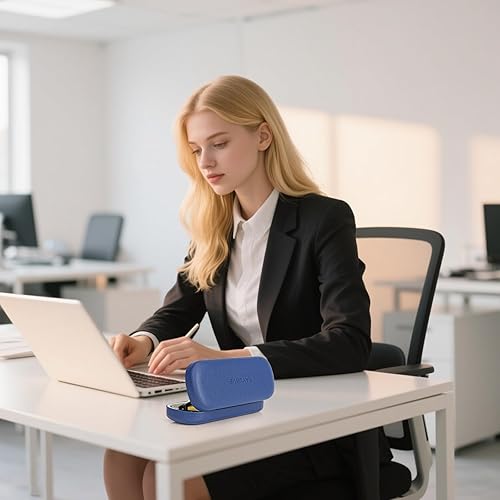 Miniatura 9 de RayLove Estuche rígido para lentes con paño de limpieza, funda protectora de piel sintética para lentes de sol