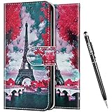 Uposao Kompatibel mit Samsung Galaxy A71 5G Hülle Leder Handyhülle Schutzhülle Bunt Cartoon Muster Flip Wallet Bookstyle Case Tasche Lederhülle Klapphülle Magnet Kartenfächer,Rot Baum