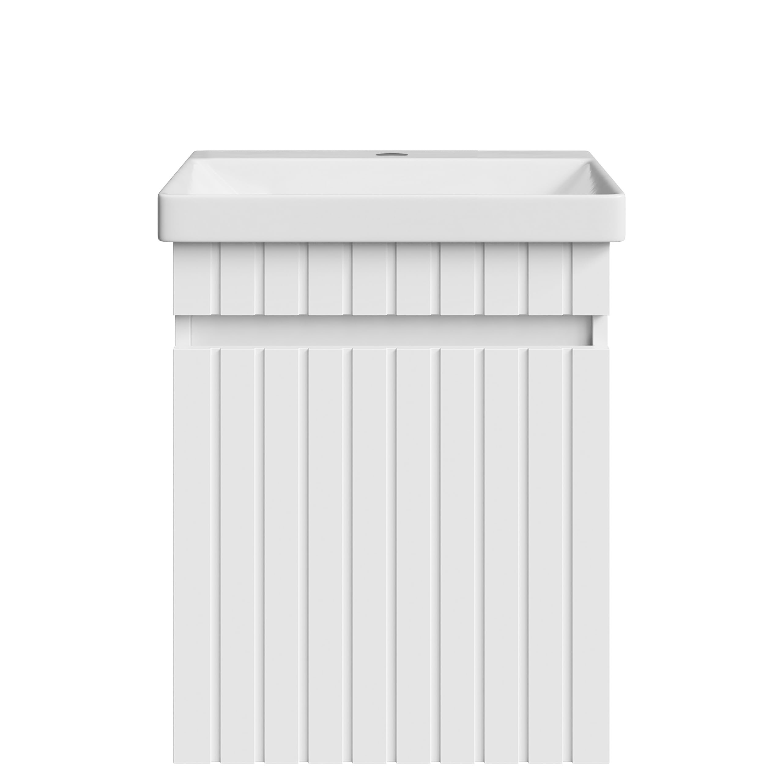 Planetmöbel Cosmia Badmöbel Set Waschbecken mit Unterschrank 50 x 60 x 35 cm Weiß, Keramik Waschtisch mit Tür