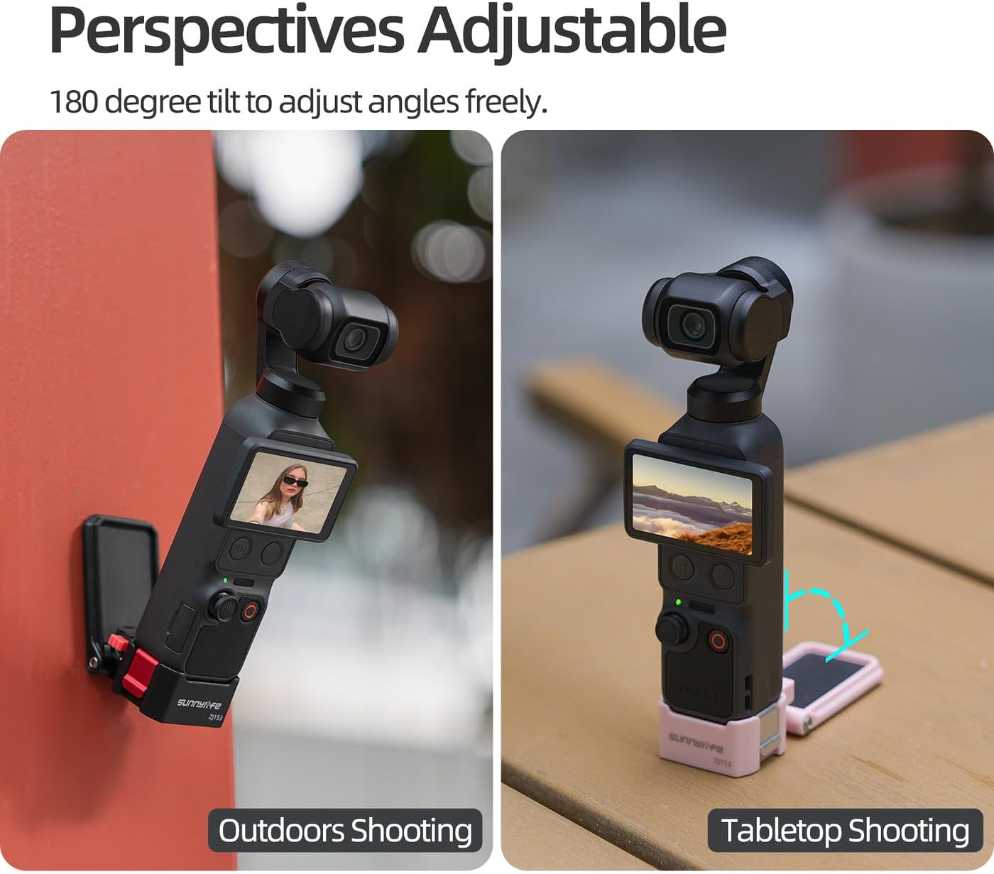 Magnetic Bracket Mount for DJI Osmo Pocket 4/3, Black, Quick Release Camera Stand with 180° Tilt