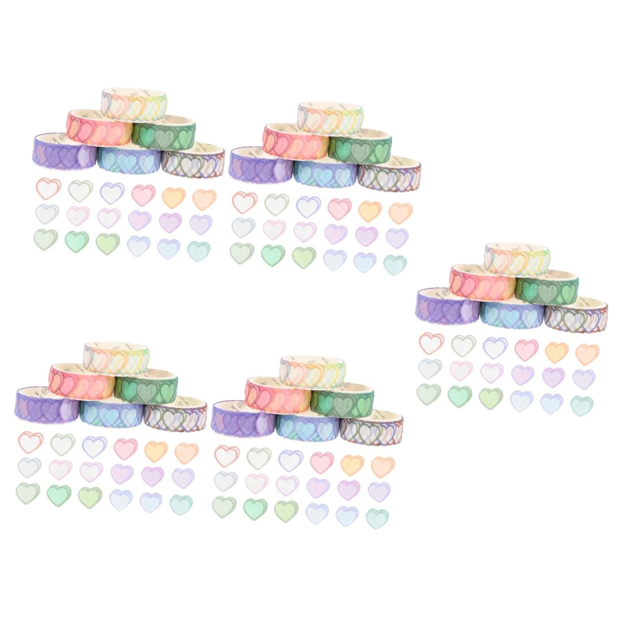 NUOBESTY 30rollen Washi Aufkleber Herzform Scrapbooking Dekoration Bunte Herz-sticker Für Handarbeiten Und Kreative Projekte Für Valentinstag Und