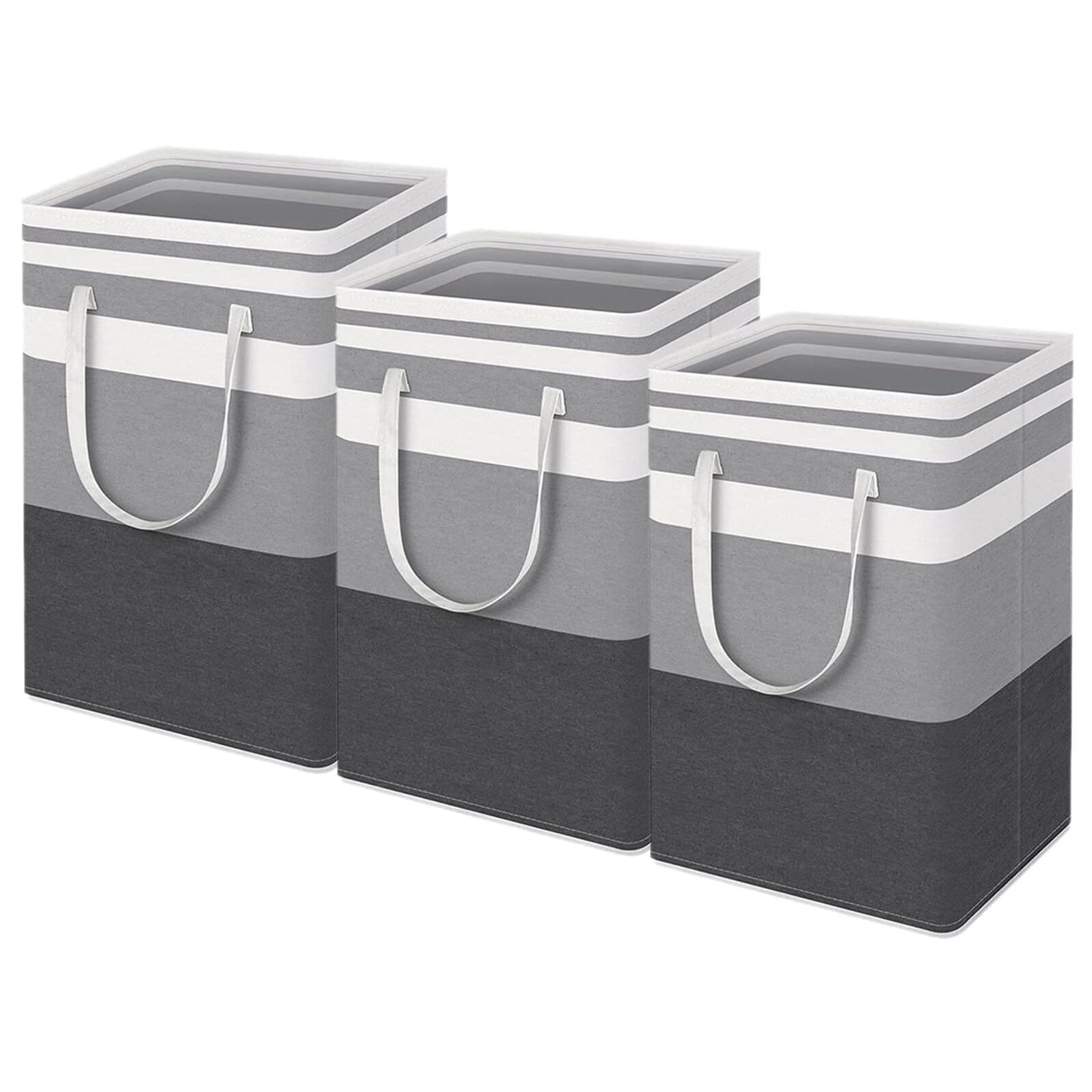Panier à linge pliable lot de 3 bacs à jouets rayés en tissu Oxford
