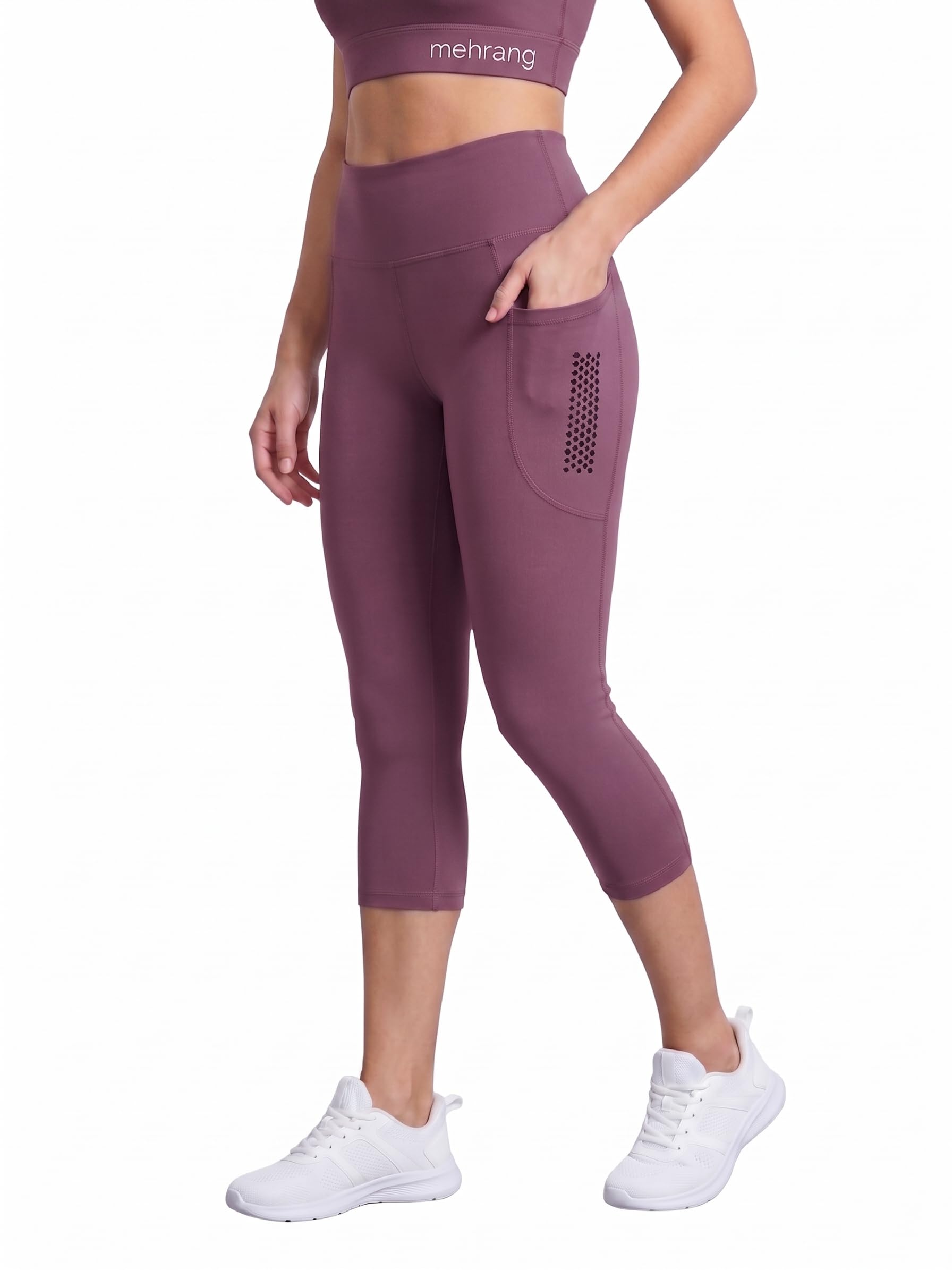mehrang High-Waist Capri Leggings, with Side Pocket, Activewear for Yoga and Fitness for Women-picture-39