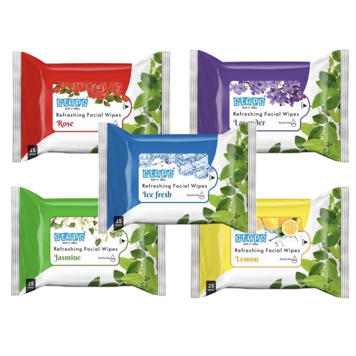 Steps Soft N' Silky Wet Face Wipes, Pack of 5, Multiple Fragrances, Personal Care Cleansing Wipes (PACK OF 5)-image-22